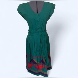 Girasol Mexico Vintage Rare True 1960s 1970s Patchwork Bold Folk art Dress EUC